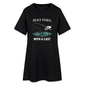 Soulagement du stress, pêche, santé mentale - Robe T-shirt Femme - noir - Devant