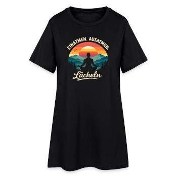 Inhale Exhale Smile Yoga Saying Gift - Women’s T-Shirt Dress - black - Front