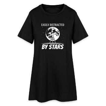 Easily Distracted by Stars Astronomie Design - Frauen T-Shirt-Kleid - Schwarz - Vorne