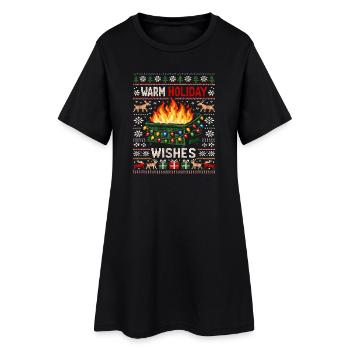 Chaleureuses vœux de Noël, vilain Noël - Robe T-shirt Femme - noir - Devant