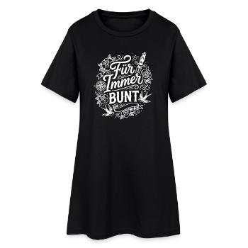 Toujours coloré – style tatouage - Robe T-shirt Femme - noir - Devant