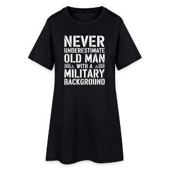 Never Underestimate Old Man Military - Women’s T-Shirt Dress - black - Front