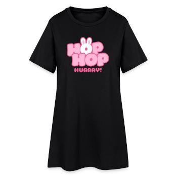 Hop Hop Hourra | Motif de la jolie phrase de lapin - Robe T-shirt Femme - noir - Devant