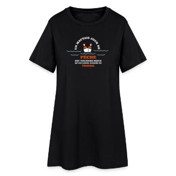 Humour de pêcheur  - Robe T-shirt Femme - noir - Devant