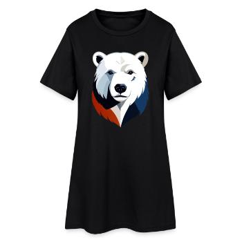 Geometric Polar Bear Color Split - Women’s T-Shirt Dress - black - Front