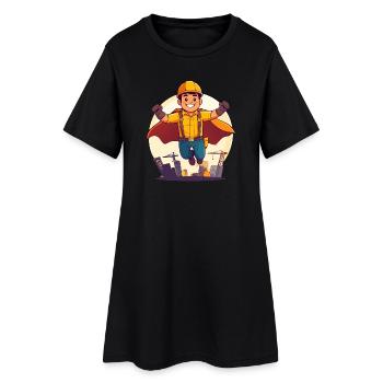 Héros de la construction Super-héros ouvrier du bâtiment Héros sur le chantier - Robe T-shirt Femme - noir - Devant