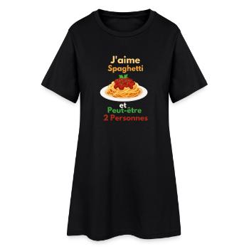 J'aime Spaghetti et Peut-être 2 Personnes - Robe T-shirt Femme - noir - Devant