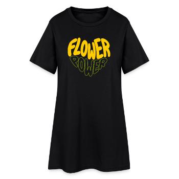 Flower Power Imprimé rétro - Robe T-shirt Femme - noir - Devant