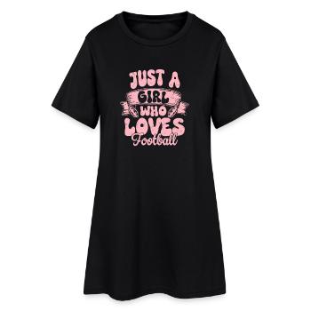 Just A Girl Who Loves Football Player Fan Season - Women’s T-Shirt Dress - black - Front