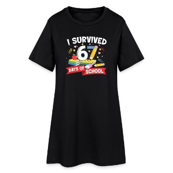 Funny Meme 67 Days Survived School Student - Women’s T-Shirt Dress - black - Front