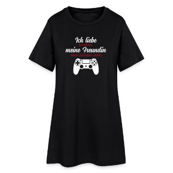 Ich liebe es wenn meine Freundin mich zocken lässt - Frauen T-Shirt-Kleid - Schwarz - Vorne