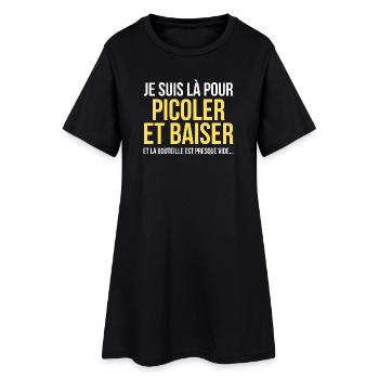 Picoler Baiser Humour Adulte - Robe T-shirt Femme - noir - Devant
