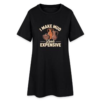 Pottery Addict Clay Art Creative Motif - Women’s T-Shirt Dress - black - Front