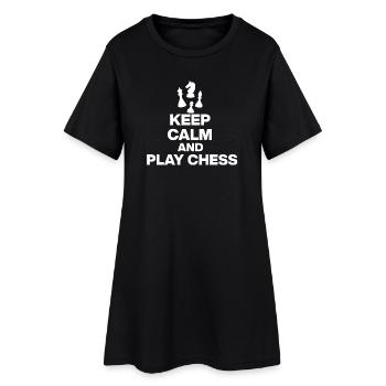 RESTE CALME ET JOUE AUX ÉCHECS ! JOUEUR D’ÉCHECS BLANC - Robe T-shirt Femme - noir - Devant