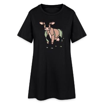 Geometrische Kuh Low Poly Modern - Frauen T-Shirt-Kleid - Schwarz - Vorne
