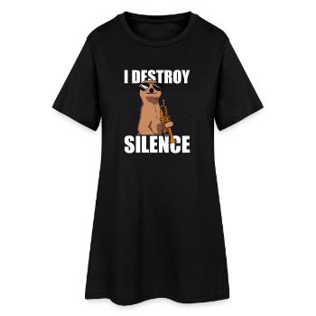 I destroy silence trumpet player - Women’s T-Shirt Dress - black - Front