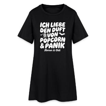 Popcorn und Panik: Horror Chill - Frauen T-Shirt-Kleid - Schwarz - Vorne