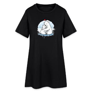 Câliner des ours polaires en hiver – un motif affectueux - Robe T-shirt Femme - noir - Devant