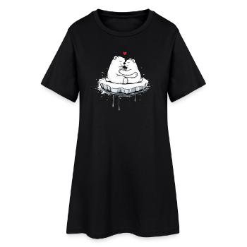 Deux ours polaires câlins sur la banquise - Robe T-shirt Femme - noir - Devant