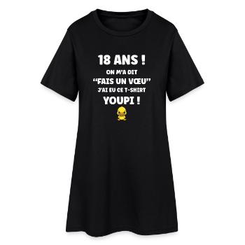 18-jähriges Wunsch-Entlein-T-Shirt - Frauen T-Shirt-Kleid - Schwarz - Vorne