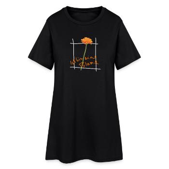 Orange Flower in Grid Frame Valentine's Day - Women’s T-Shirt Dress - black - Front