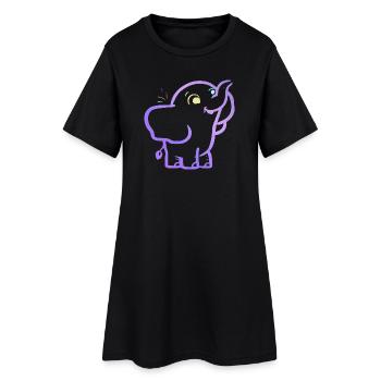 Éléphant outline violet joyeux - Robe T-shirt Femme - noir - Devant