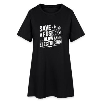 Économisez un fusible Sauter un électricien - Robe T-shirt Femme - noir - Devant