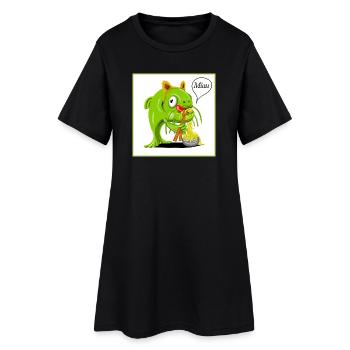 Poisson-chat déguisé en chat en train de sucer des nouilles - Robe T-shirt Femme - noir - Devant