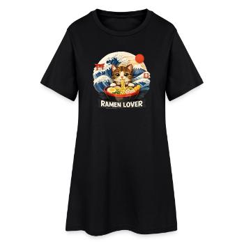 Katze Ramen Anime - Frauen T-Shirt-Kleid - Schwarz - Vorne
