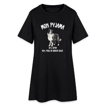 Pyjama Poils de Border Collie - Robe T-shirt Femme - noir - Devant