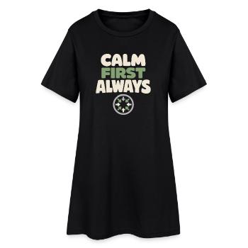 Ruhe Schlägt Panikbereitschaft, Lebensstil, - Frauen T-Shirt-Kleid - Schwarz - Vorne
