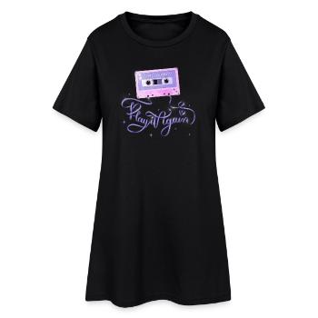 Chansons d’amour. Cassette musicale rétro. - Robe T-shirt Femme - noir - Devant