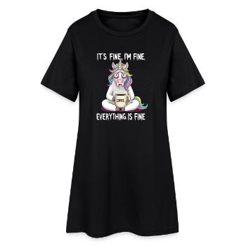 Ça va, je vais bien humour licorne de café - Robe T-shirt Femme - noir - Devant