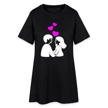 Verliebt Paar Herz - Frauen T-Shirt-Kleid - Schwarz - Vorne