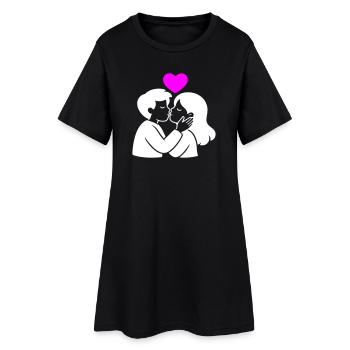 Amour du cœur du couple - Robe T-shirt Femme - noir - Devant