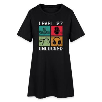 27e anniversaire, joueur niveau 27 débloqué - Robe T-shirt Femme - noir - Devant