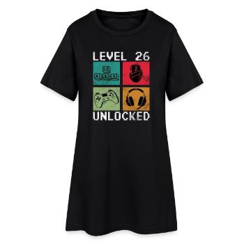 Niveau 26 Débloqué Anniversaire Homme Femme Gamer - Robe T-shirt Femme - noir - Devant