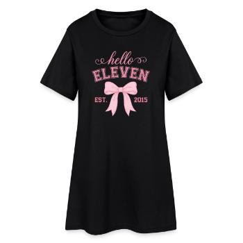 Hello Eleven Est 2015 Pink Bow Design - Frauen T-Shirt-Kleid - Schwarz - Vorne