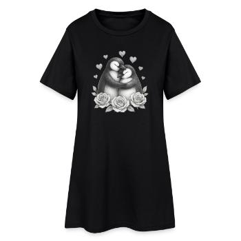 Love Duo Penguin Roses - Women’s T-Shirt Dress - black - Front