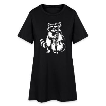 Raton laveur jouant de la contrebasse dans un groupe de jazz - Robe T-shirt Femme - noir - Devant