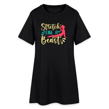 Yoga : étirement comme une bête, yoga drôle - Robe T-shirt Femme - noir - Devant