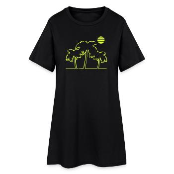 Palmen Strand Insel - Frauen T-Shirt-Kleid - Schwarz - Vorne