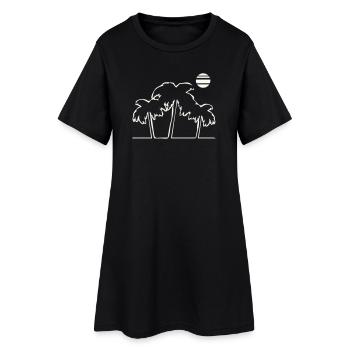 Tropische Palmen im Sonnenuntergang - Frauen T-Shirt-Kleid - Schwarz - Vorne