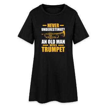 Un vieil homme avec un trompettiste - Robe T-shirt Femme - noir - Devant