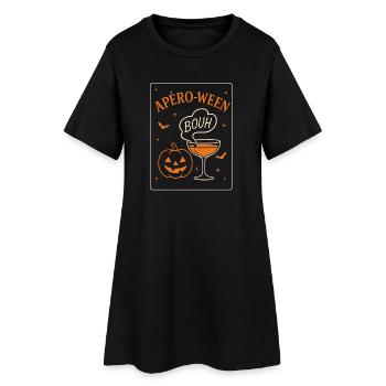 Aperitif-ween Pumpkin Humor - Frauen T-Shirt-Kleid - Schwarz - Vorne