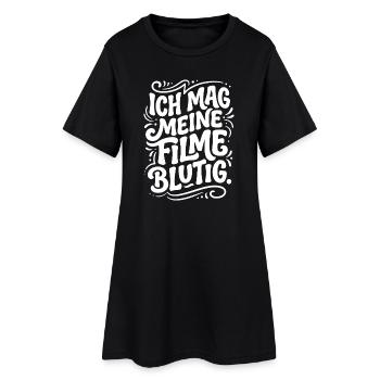 Blutige Filmliebe T-Shirt - Frauen T-Shirt-Kleid - Schwarz - Vorne