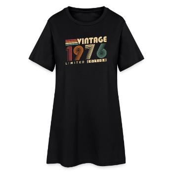 Vintage 1976 Jahrgang Geburtstagsgeschenk - Frauen T-Shirt-Kleid - Schwarz - Vorne
