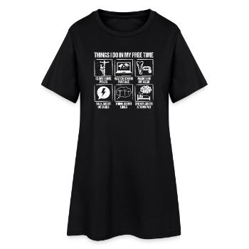 Choses que je fais pendant mon temps libre Lineman Power Fitter - Robe T-shirt Femme - noir - Devant