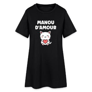 Manou d'Amour: Coeur Cat - Women’s T-Shirt Dress - black - Front