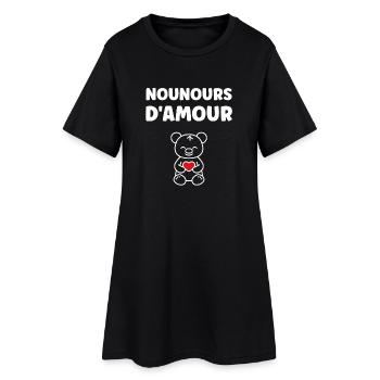 Red Heart Love Teddybär - Frauen T-Shirt-Kleid - Schwarz - Vorne